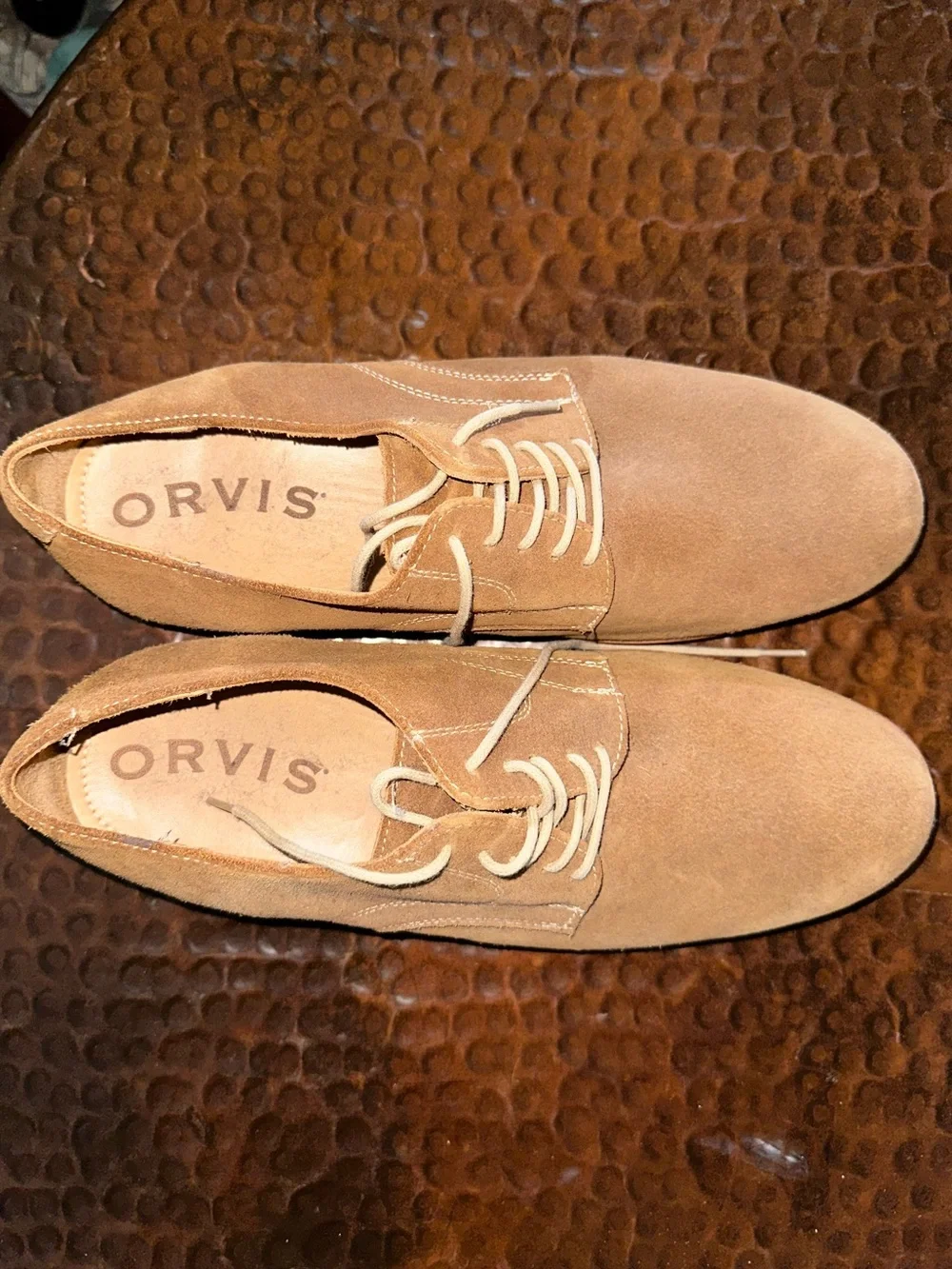 Men's Orvis Tan Suede Derby Shoes - Classic Lace-Up